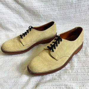 L.L. Bean Men's Derby Suede Leather Cream Lace Up Oxford Loafers Vibrant Heels